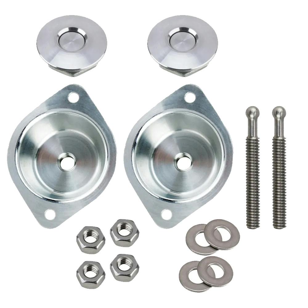 Mini Quik Latch Kit with Mounting Cup, Polished Aluminum, 2-Pack
