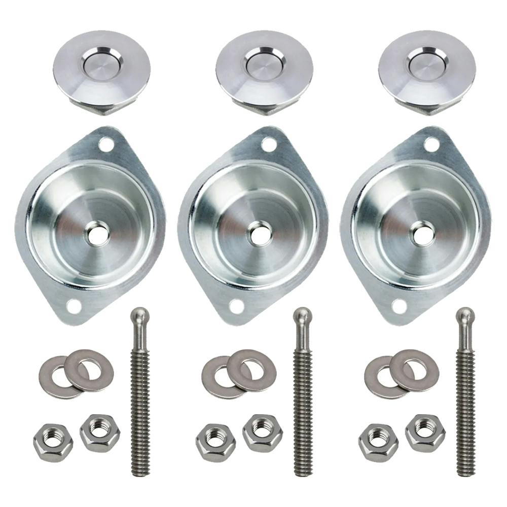 Mini Quik Latch Kit with Mounting Cup, Brushed Aluminum, 3-Pack