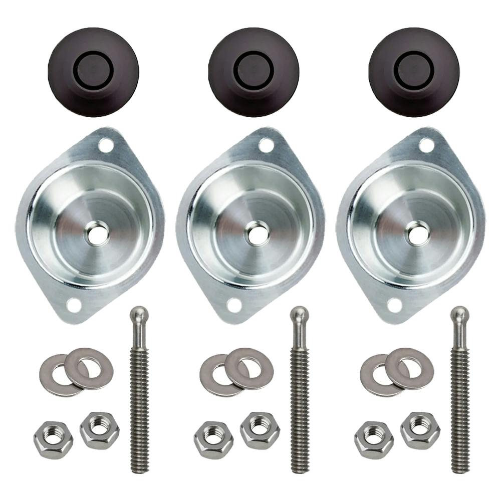 Mini Quik Latch Kit with Mounting Cup, Black Anodized, 3-Pack