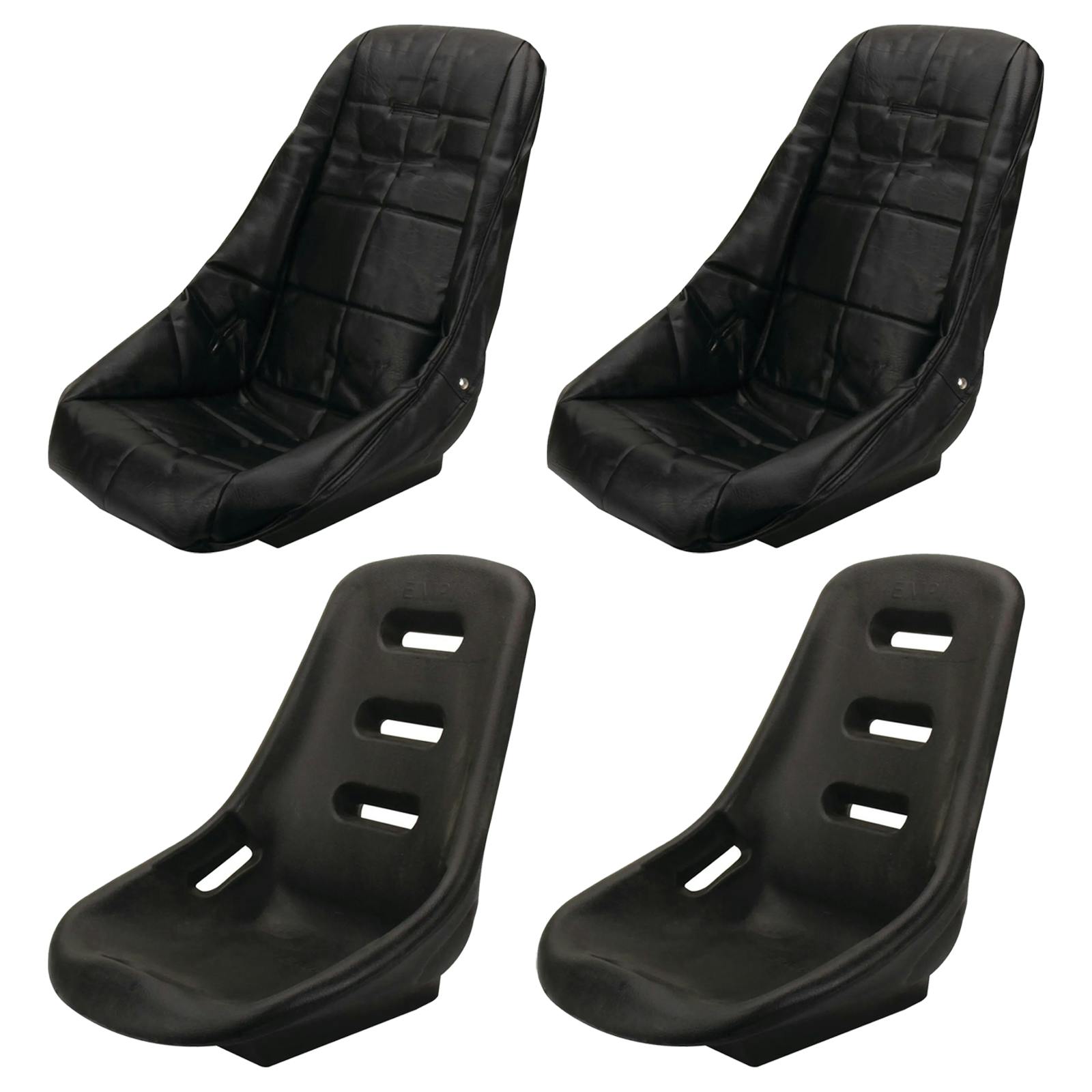 EMPI Poly Low Back Comfort Bucket Seats with Covers, Pair, Black
