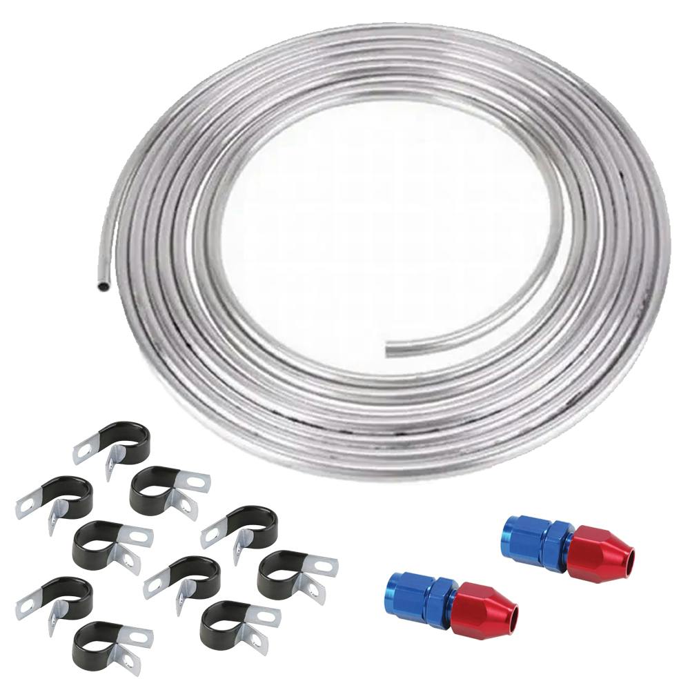3/8 Inch Aluminum Fuel Line Kit, -6 AN Female Adapters