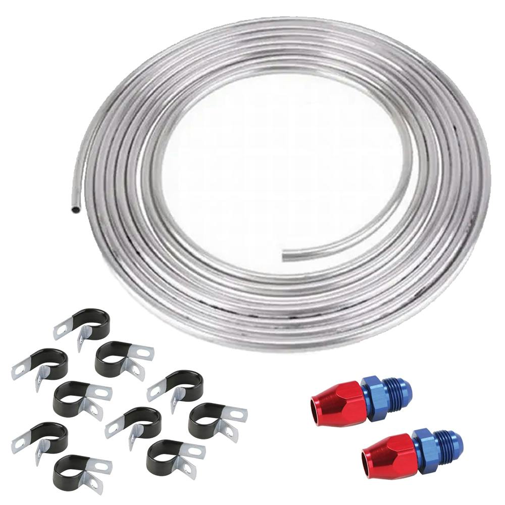 1/2 Inch Aluminum Fuel Line Kit, -8 AN Male Adapters