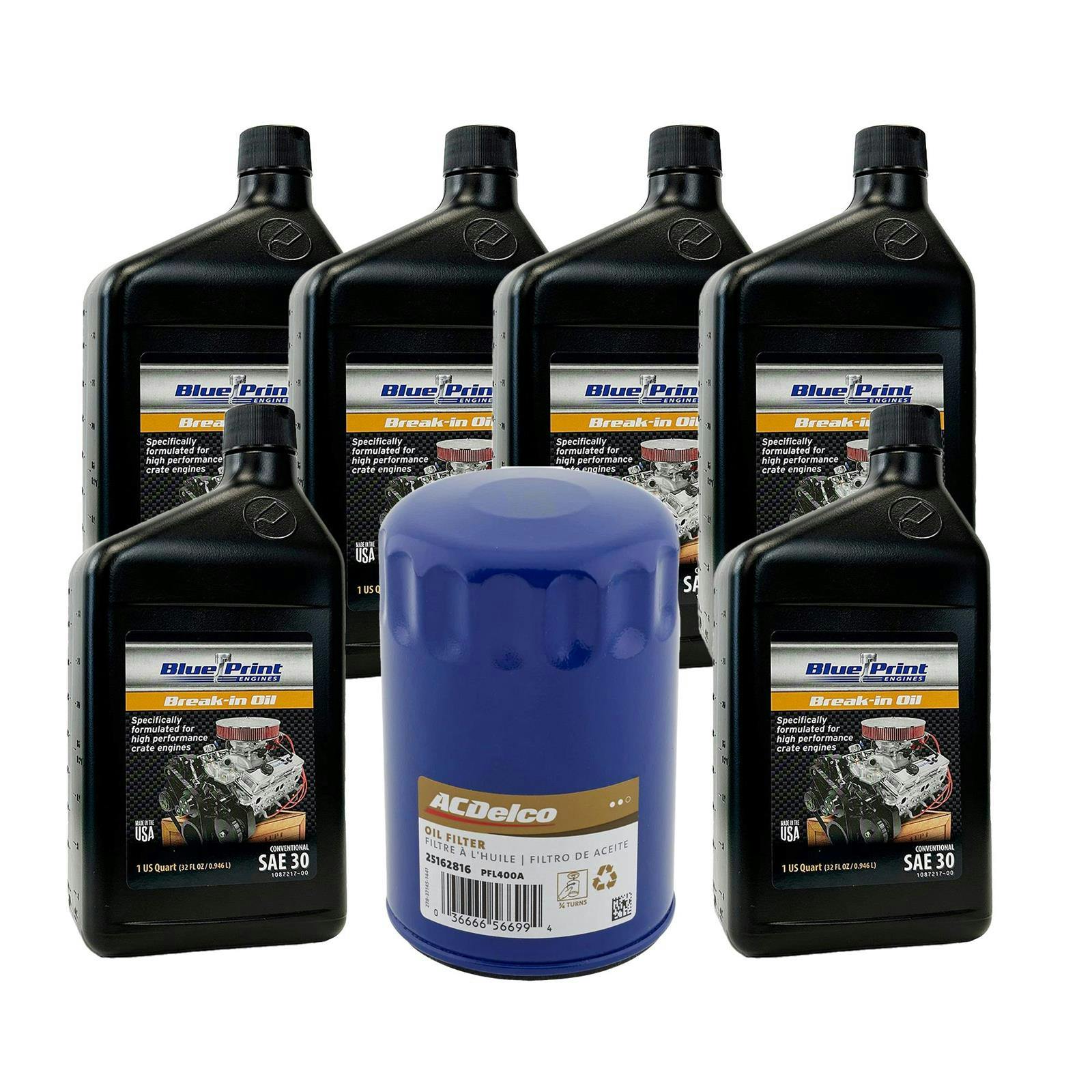 BluePrint SAE30 6 Quart/ACDelco PFL400A Filter Break-In Oil Kit