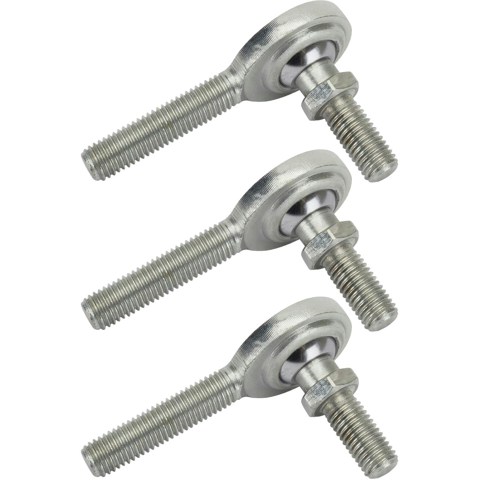 Steel 1/4 Inch LH Male Heim Joint Rod Ends with Stud, 3 Pack