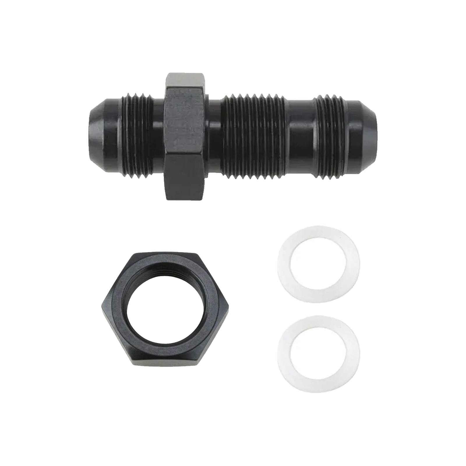 Straight Aluminum Bulkhead Flare Fitting Kit, Black, -10 AN