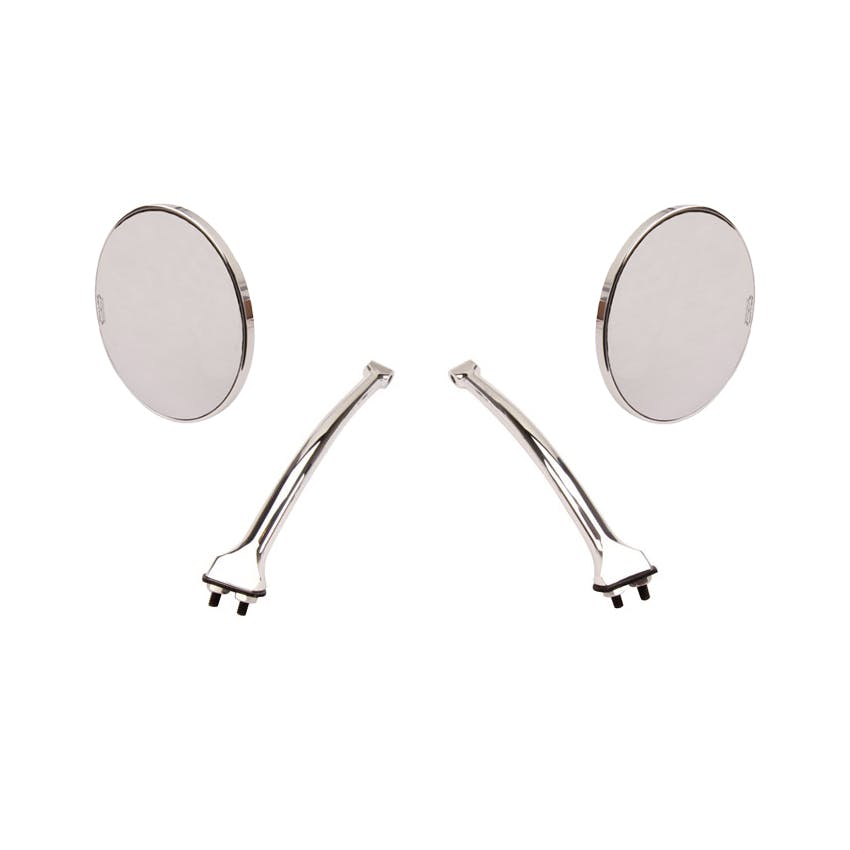 Hagan Fattie 4 Inch Round Rear-View Mirrors with Curved Arms