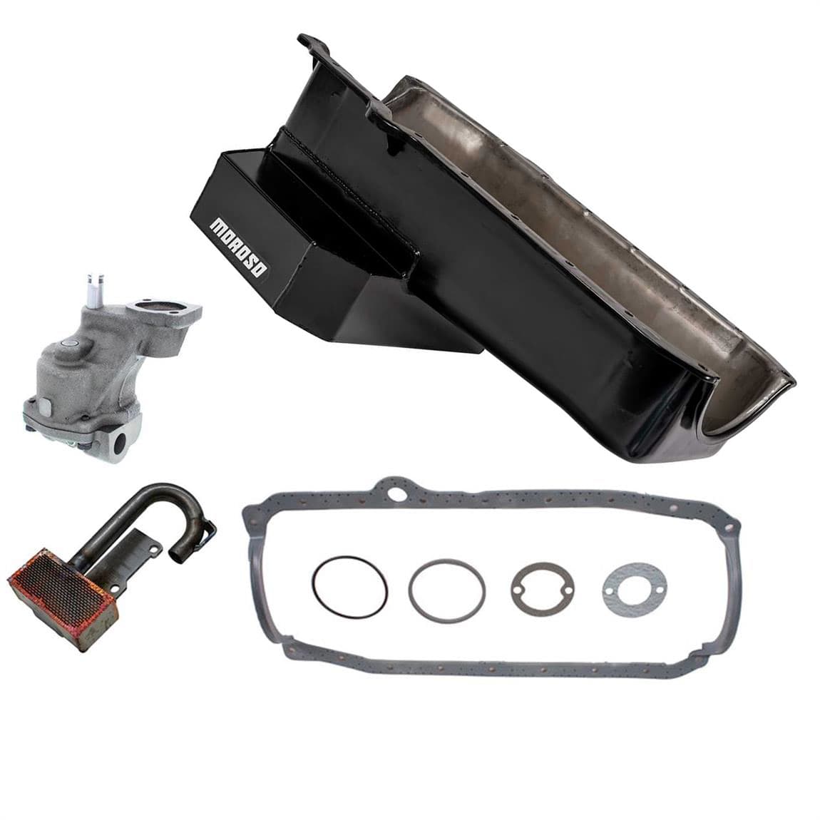 Moroso Oil Pan w/High Volume Oil Pump/Pickup Kit, 86-Up SB Chevy