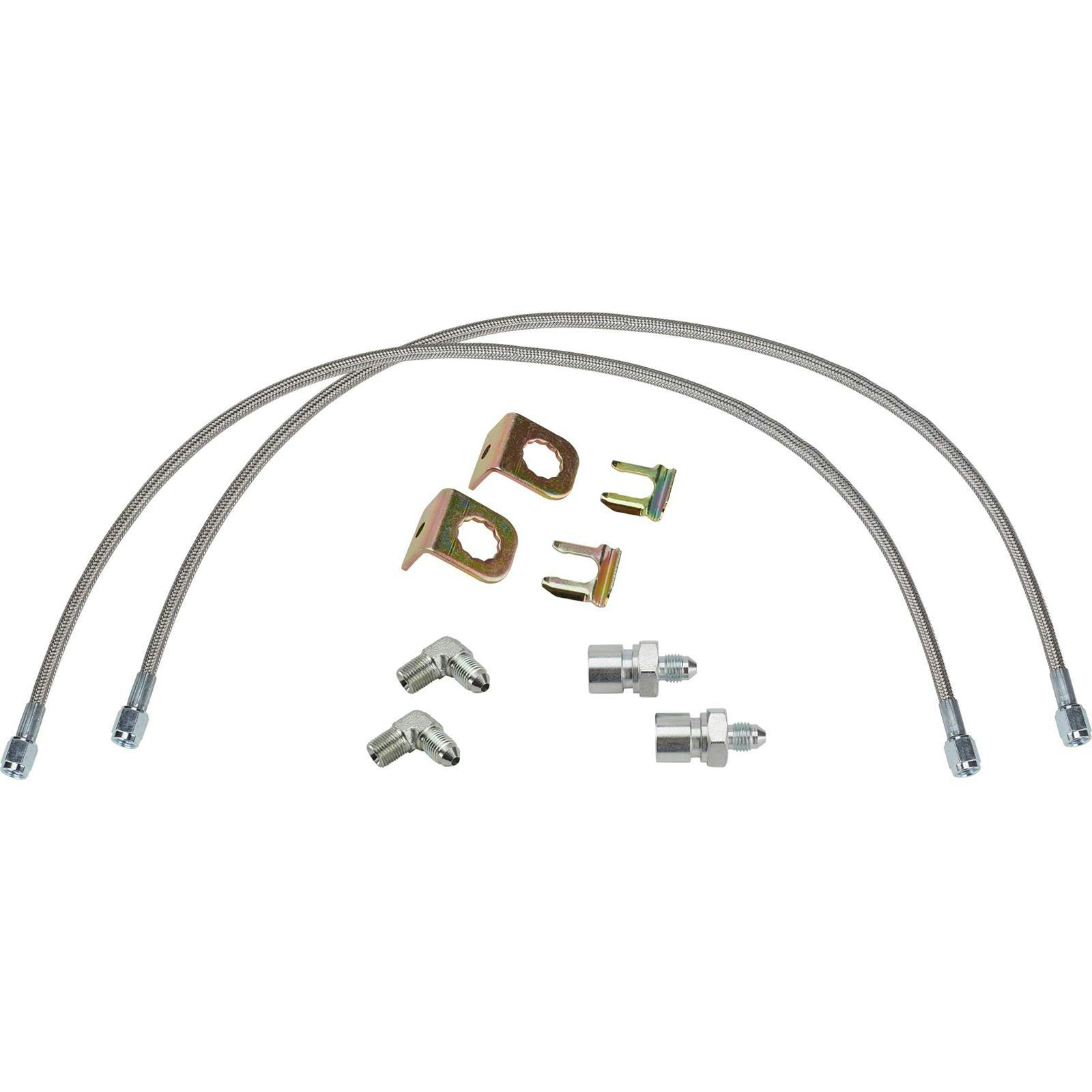 25 Inch Braided Stainless -3AN Brake Line Kit, 90 Degree 1/8 NPT