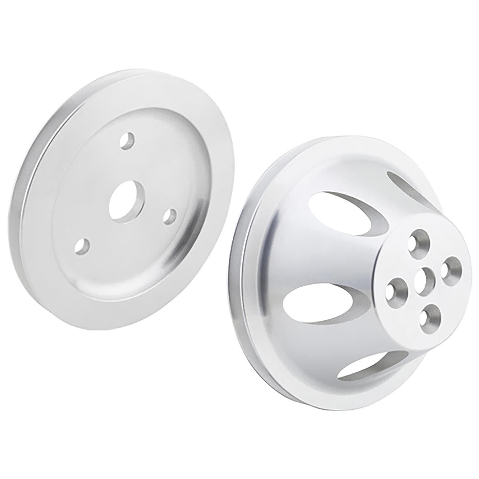 Small Block Chevy Aluminum Single Groove Pulley Set, Short Pump