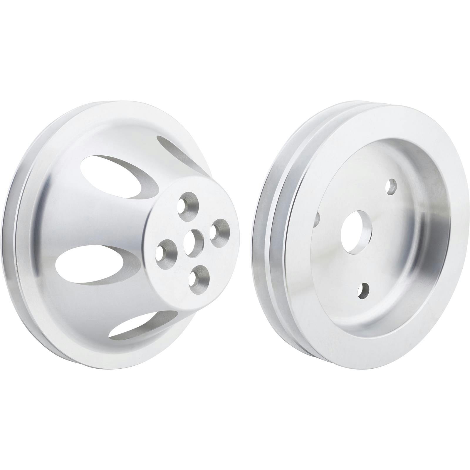 SBC Aluminum Pulley Set, 1-Groove Upper/2-Groove Lower,Short Pump