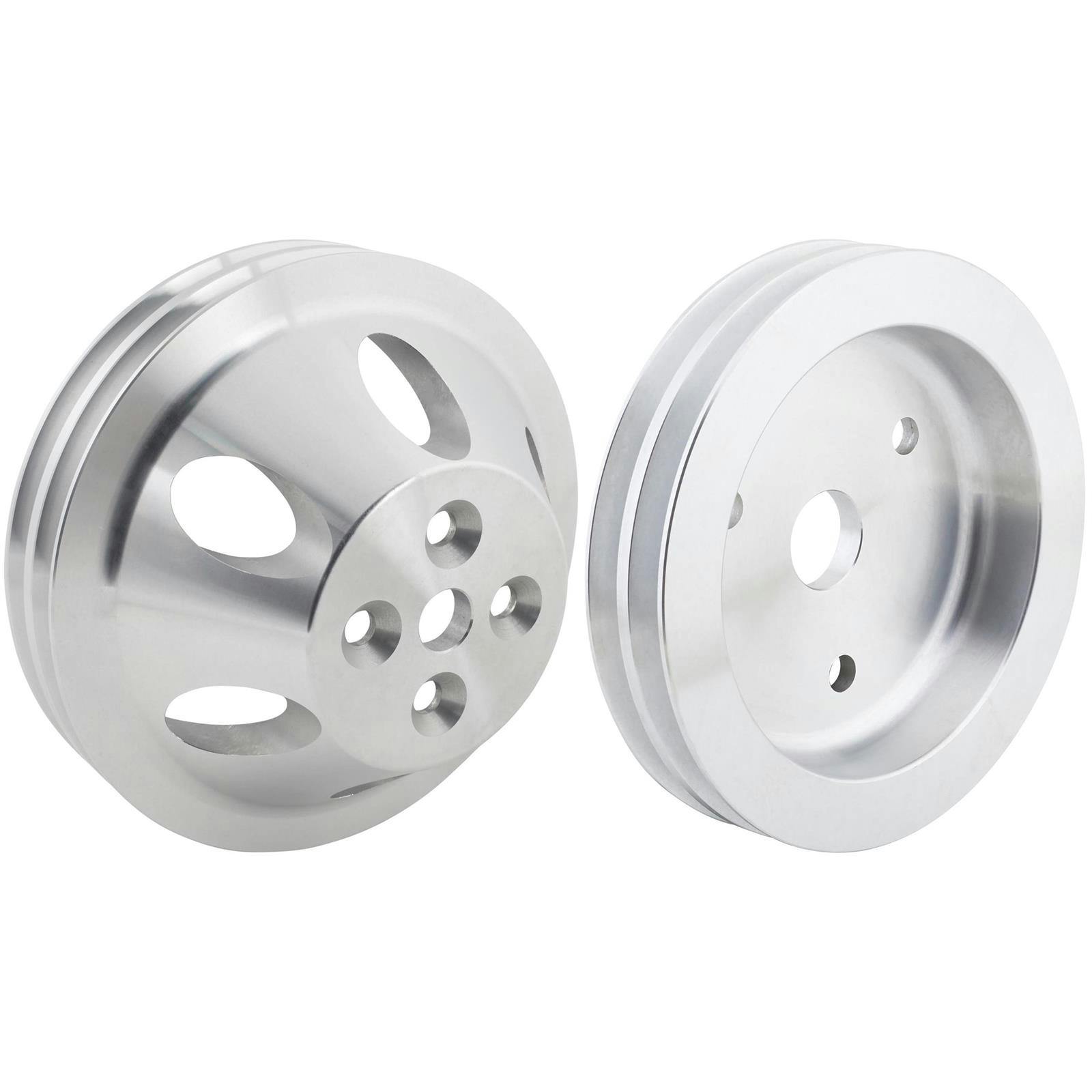 Small Block Chevy Aluminum Double Groove Pulley Set, Short Pump
