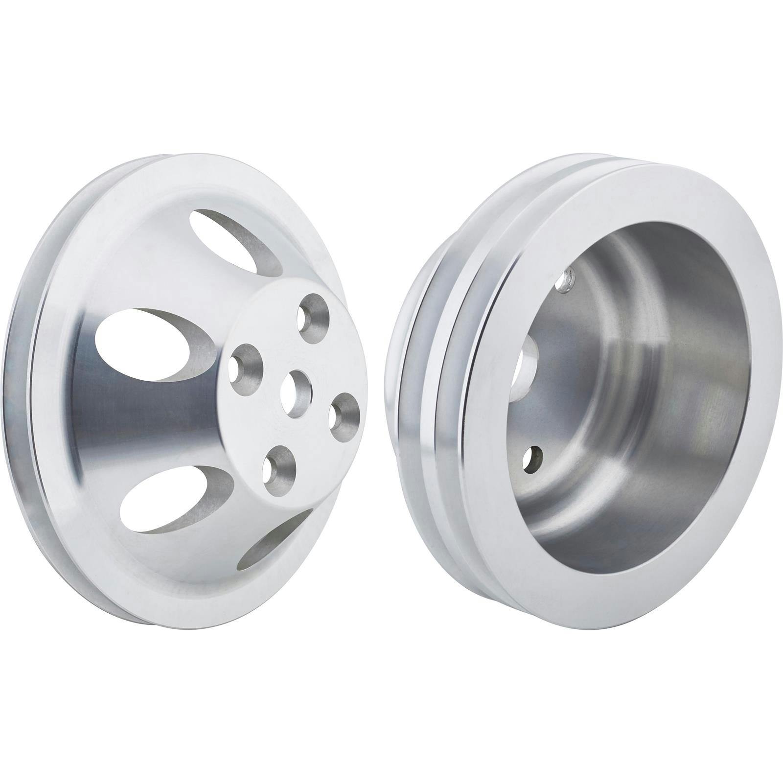SBC Aluminum Pulley Set, 1-Groove Upper/2-Groove Lower, Long Pump