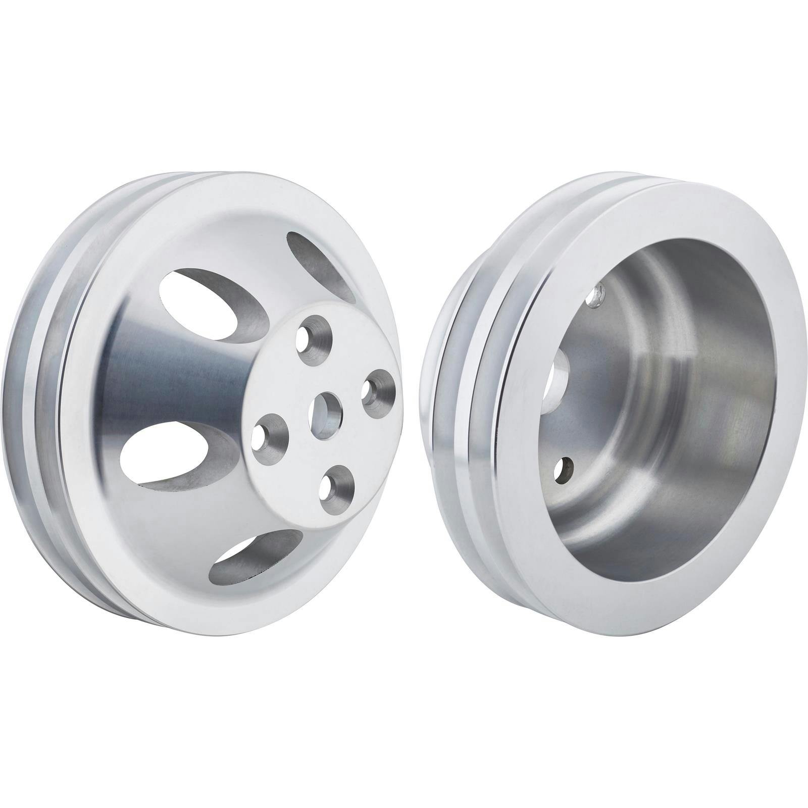 Small Block Chevy Aluminum Double Groove Pulley Set, Long Pump