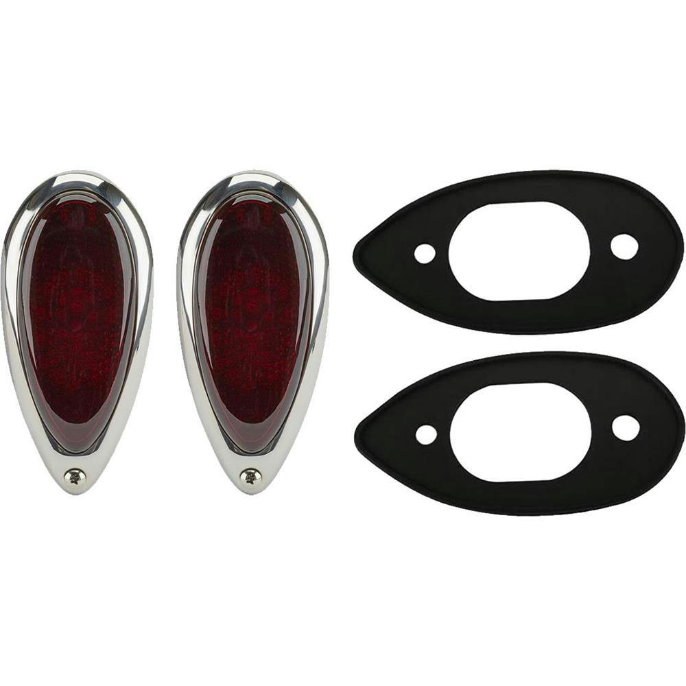 1938-39 Ford Red LED Tail/Stop Lights with Gaskets, Pair