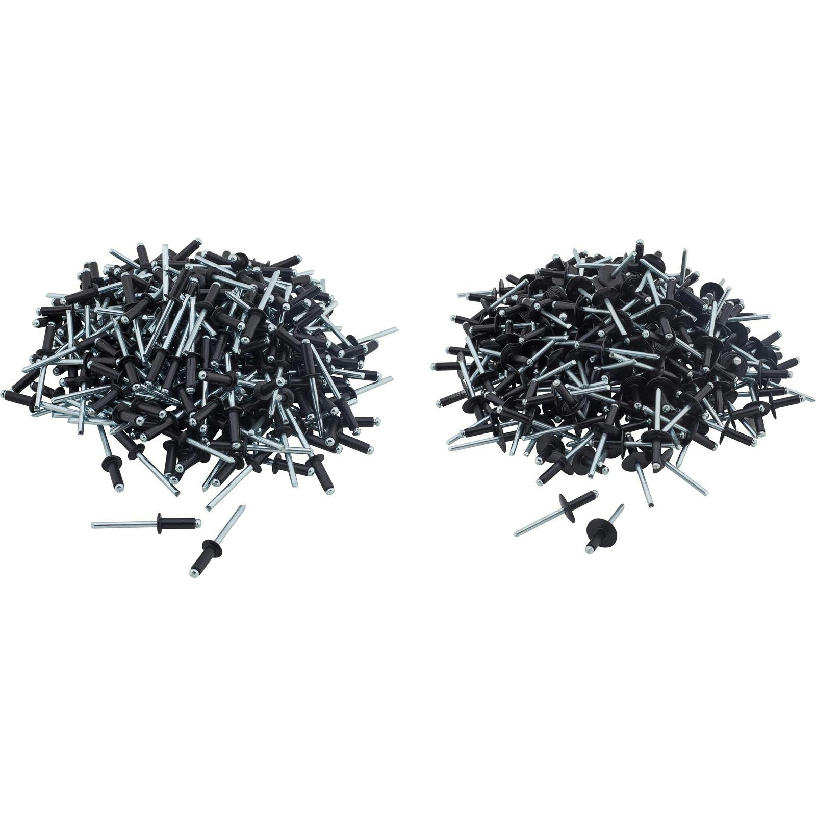 Aluminum Tru-Rivets, 3/16 Inch, Small Head and Large Head, Black