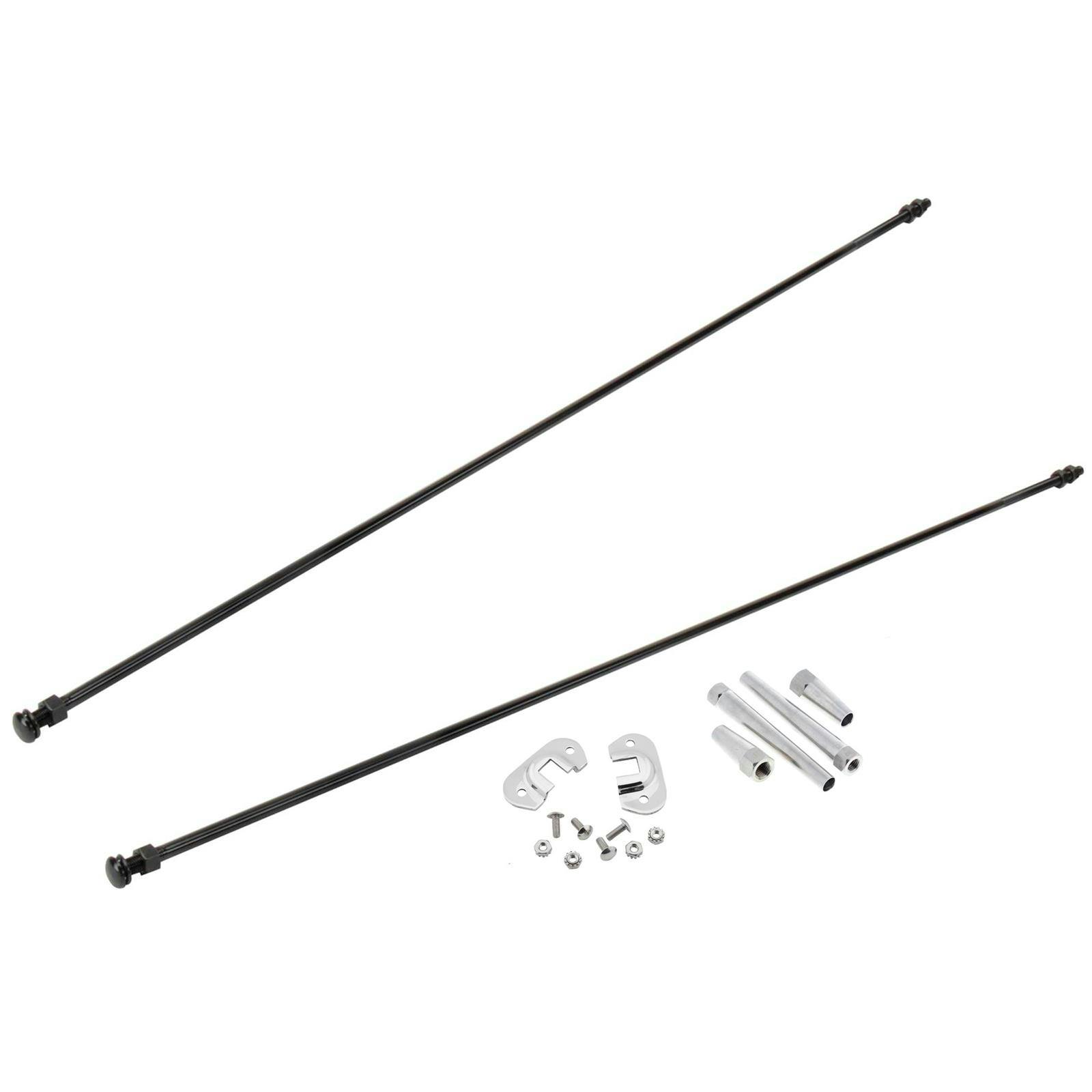 1932-36 Ford Black Radiator Support Rod Kit with Brackets