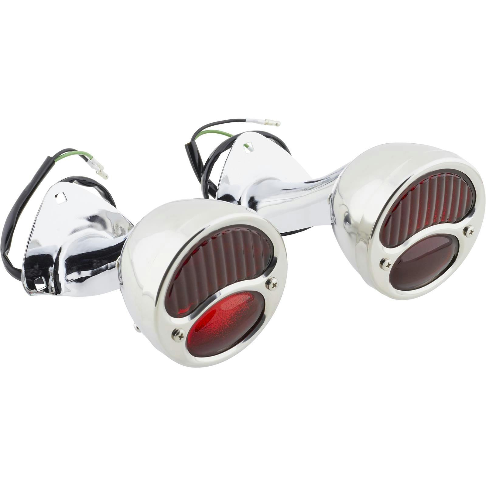 1928-1931 Ford Model A Stainless Tail Lights with Brackets, Pair