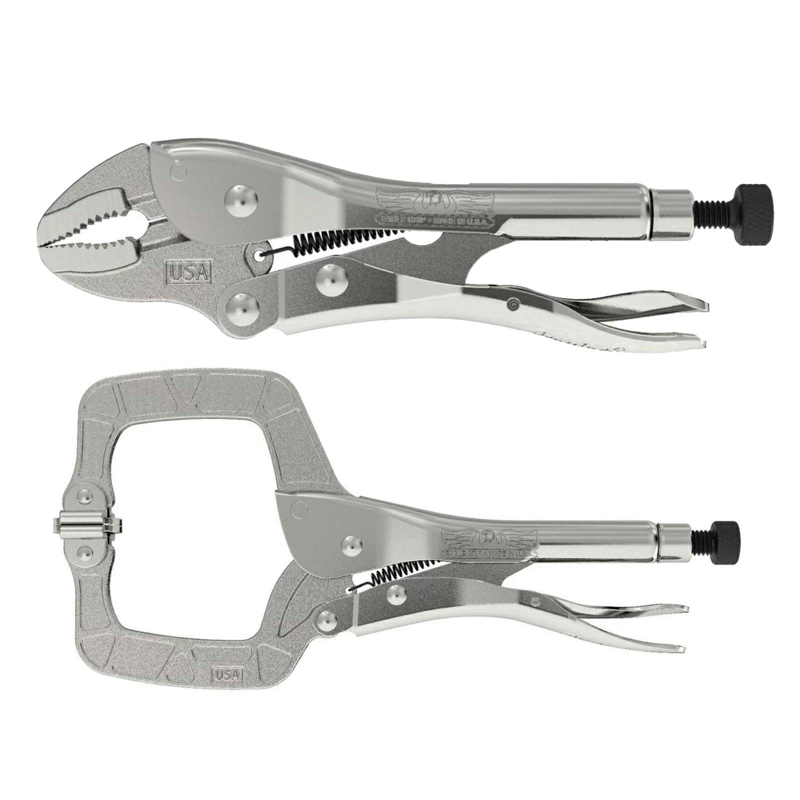 Eagle Grip 11 In C-Clamp/10 In Curved Jaw Locking Plier 2pc. Set
