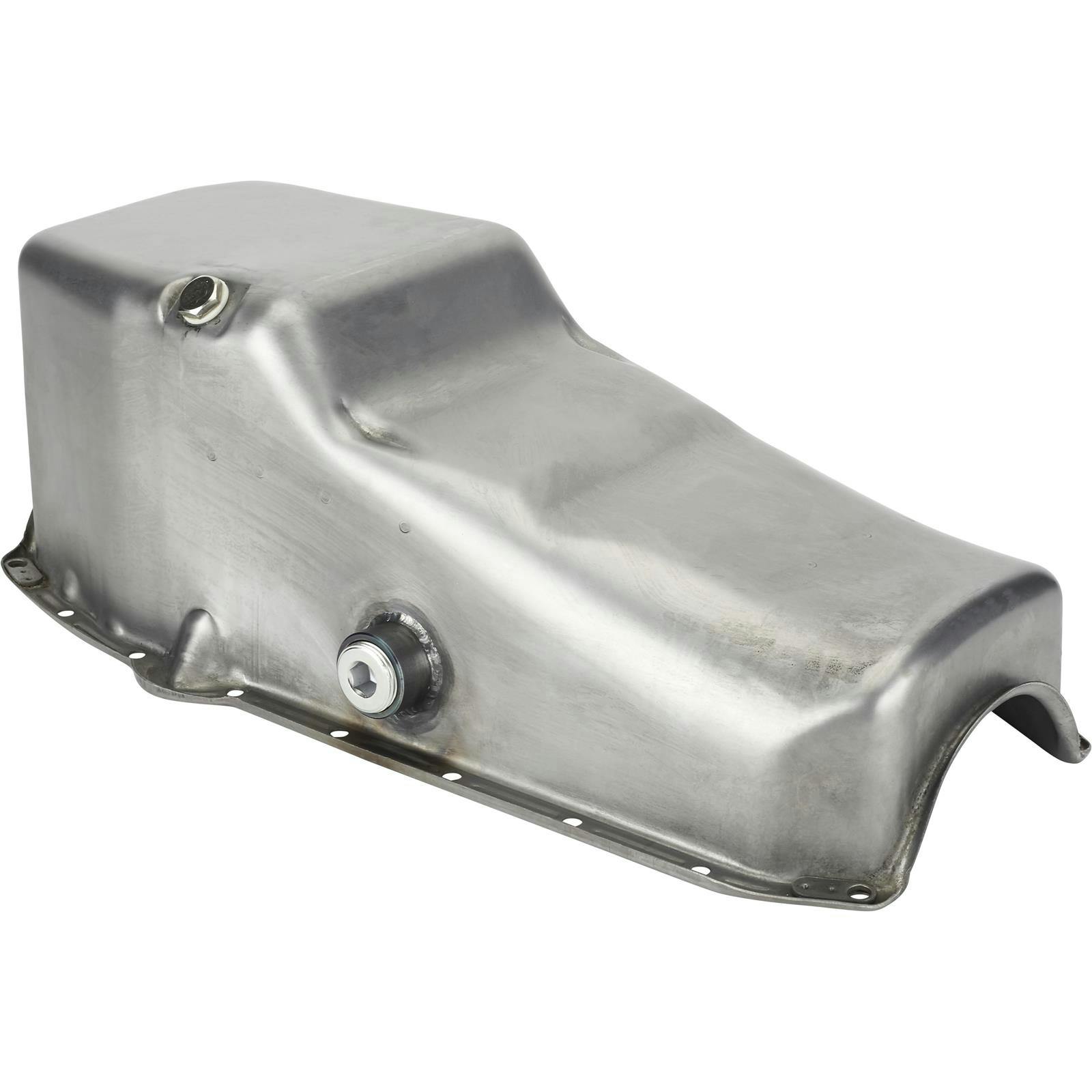 1957-79 Raw Steel Small Block Chevy Oil Pan w/ Inspection Plug