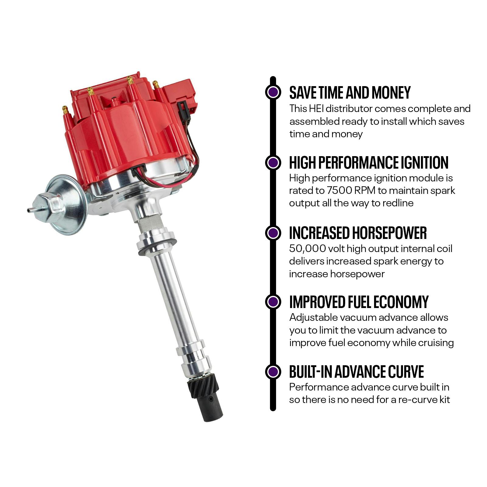 Performance HEI Distributor & MSD 6425 6AL Box for SBC, BBC, 350