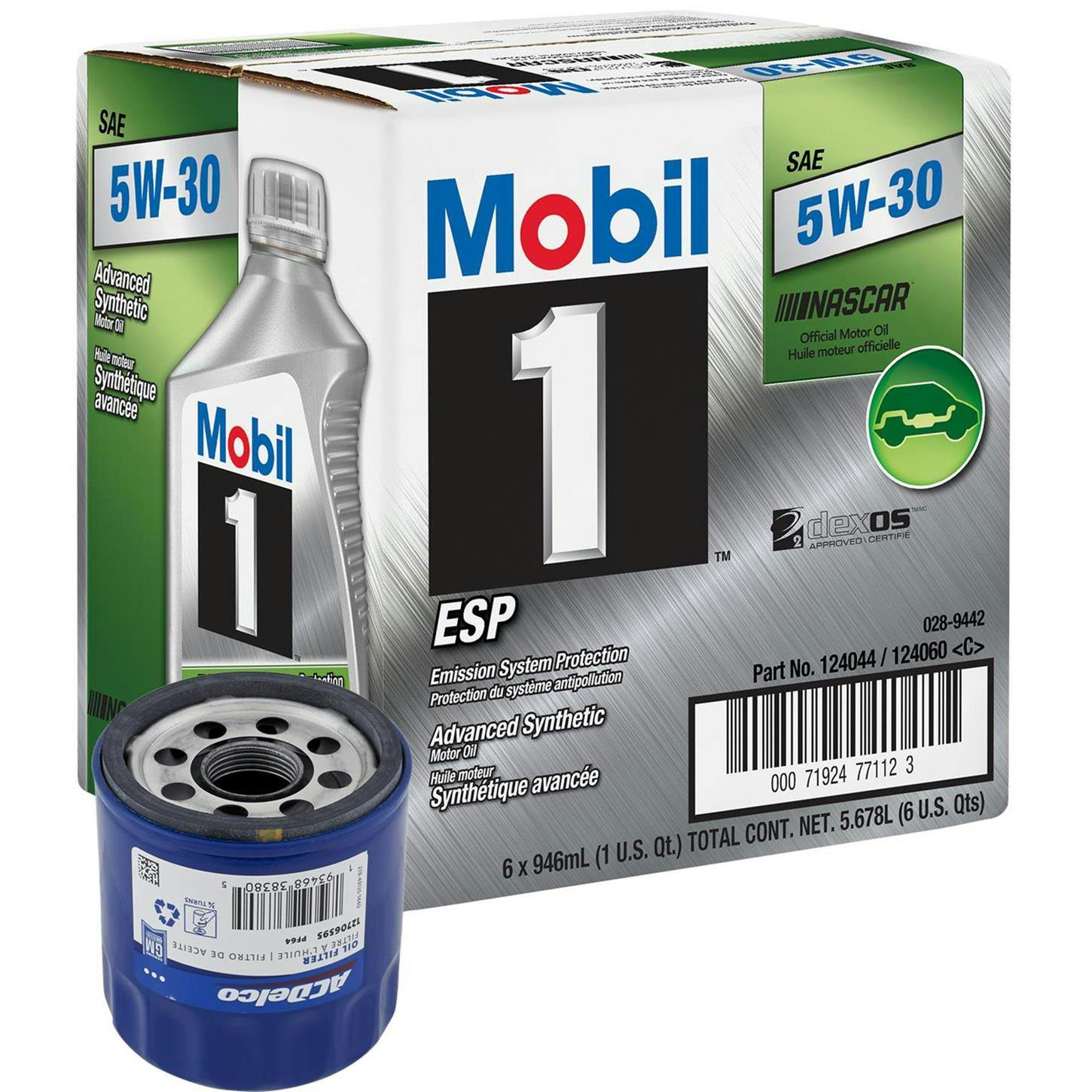 Mobil 1 ESP 5W30/AC Delco PF64 Filter Oil Change Kit, 6 Quart