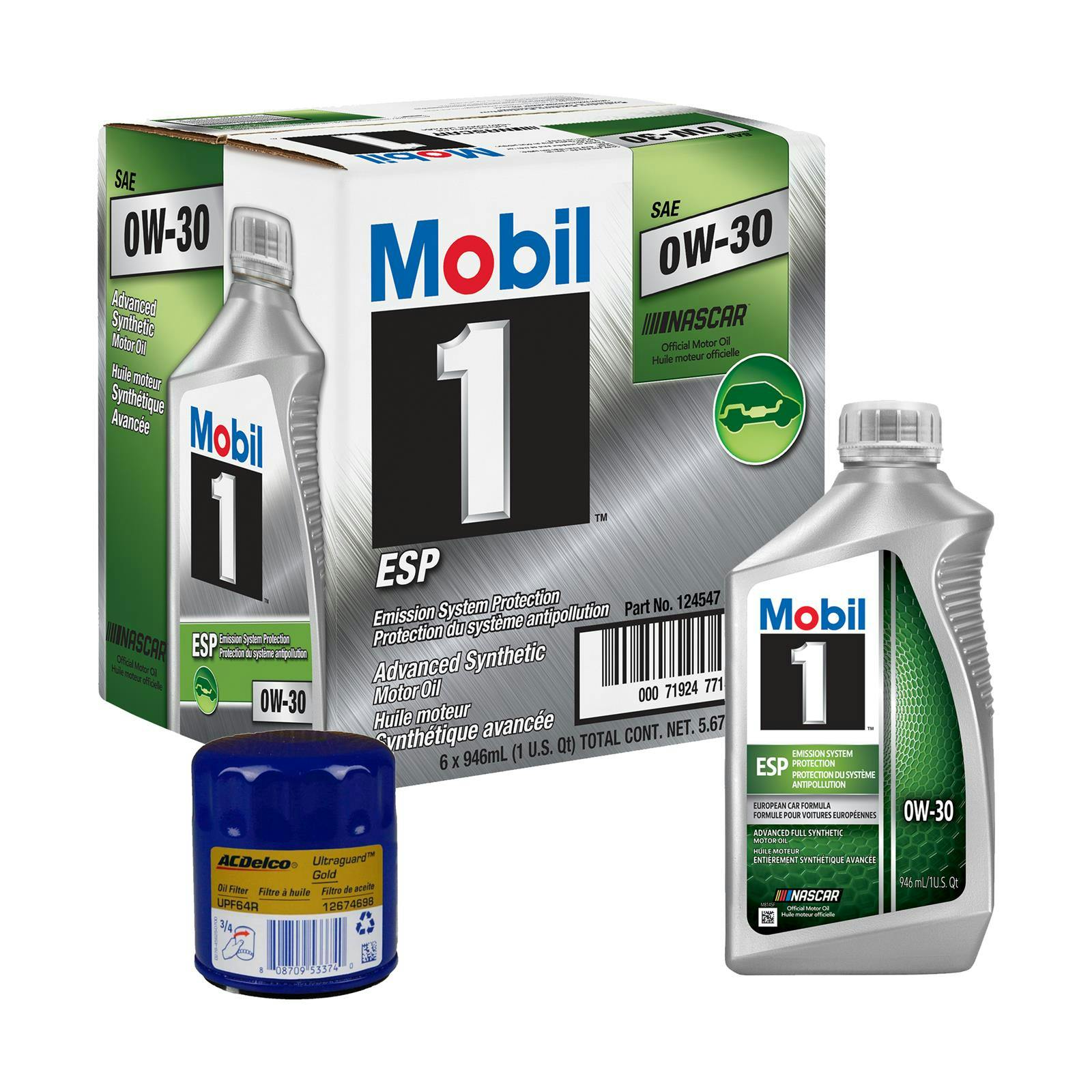 Mobil 1 ESP 0W30/AC Delco UPF64R Filter Oil Change Kit, 6 Quart