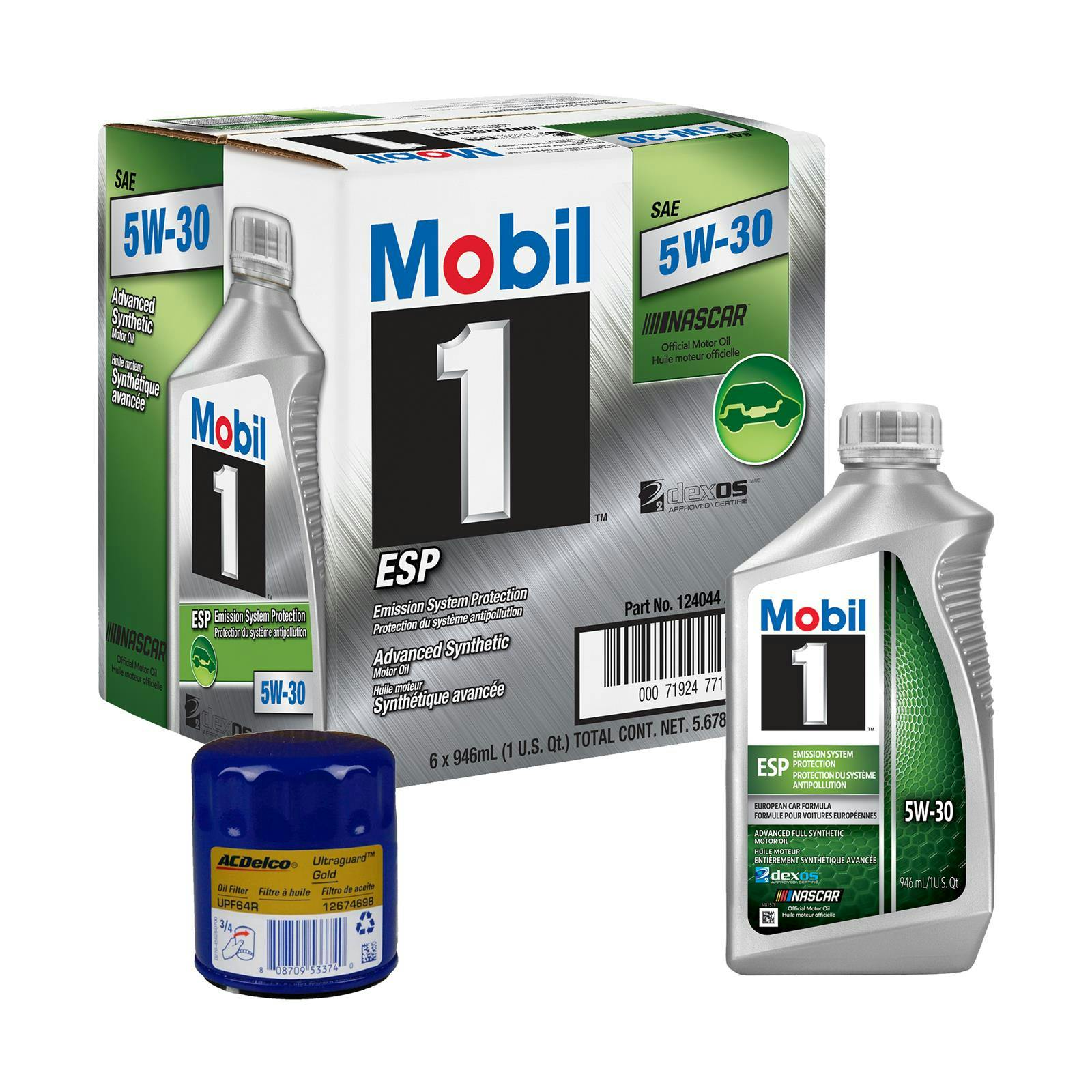 Mobil 1 ESP 5W30/AC Delco UPF64R Filter Oil Change Kit, 6 Quart