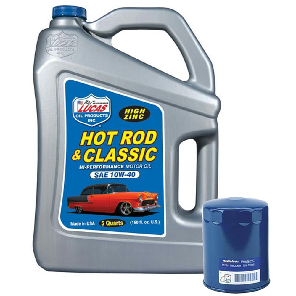 Lucas 10683 SAE 10W40/AC Delco PF1218 Hot Rod Oil Change Kit, 5Q