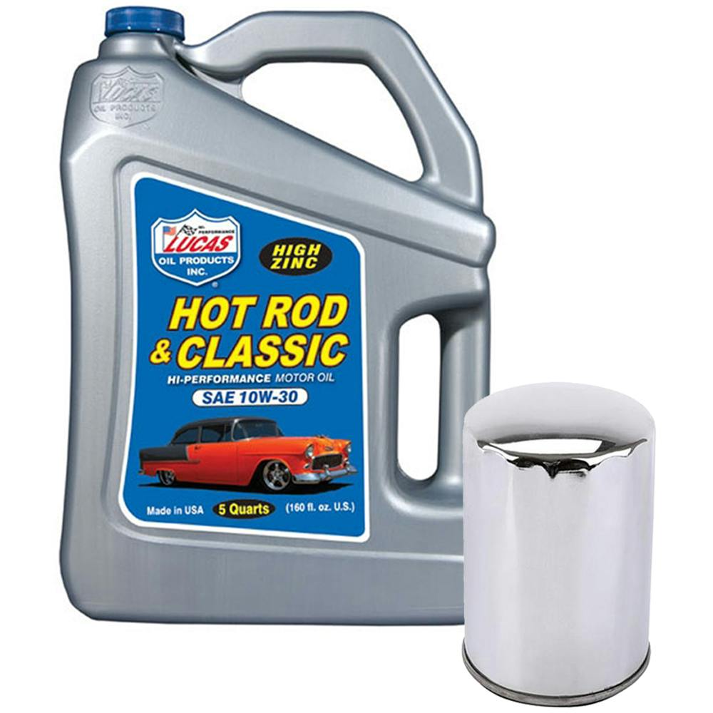 Lucas 10679 SAE 10W30/Chrome Chevy Filter Hot Rod Oil Change Kit