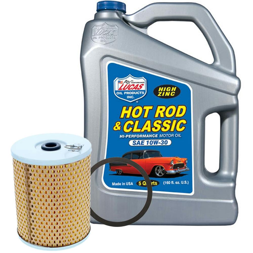 Lucas 10679 10W30/Beehive Filter Hot Rod Oil Change Kit, 5 Quart