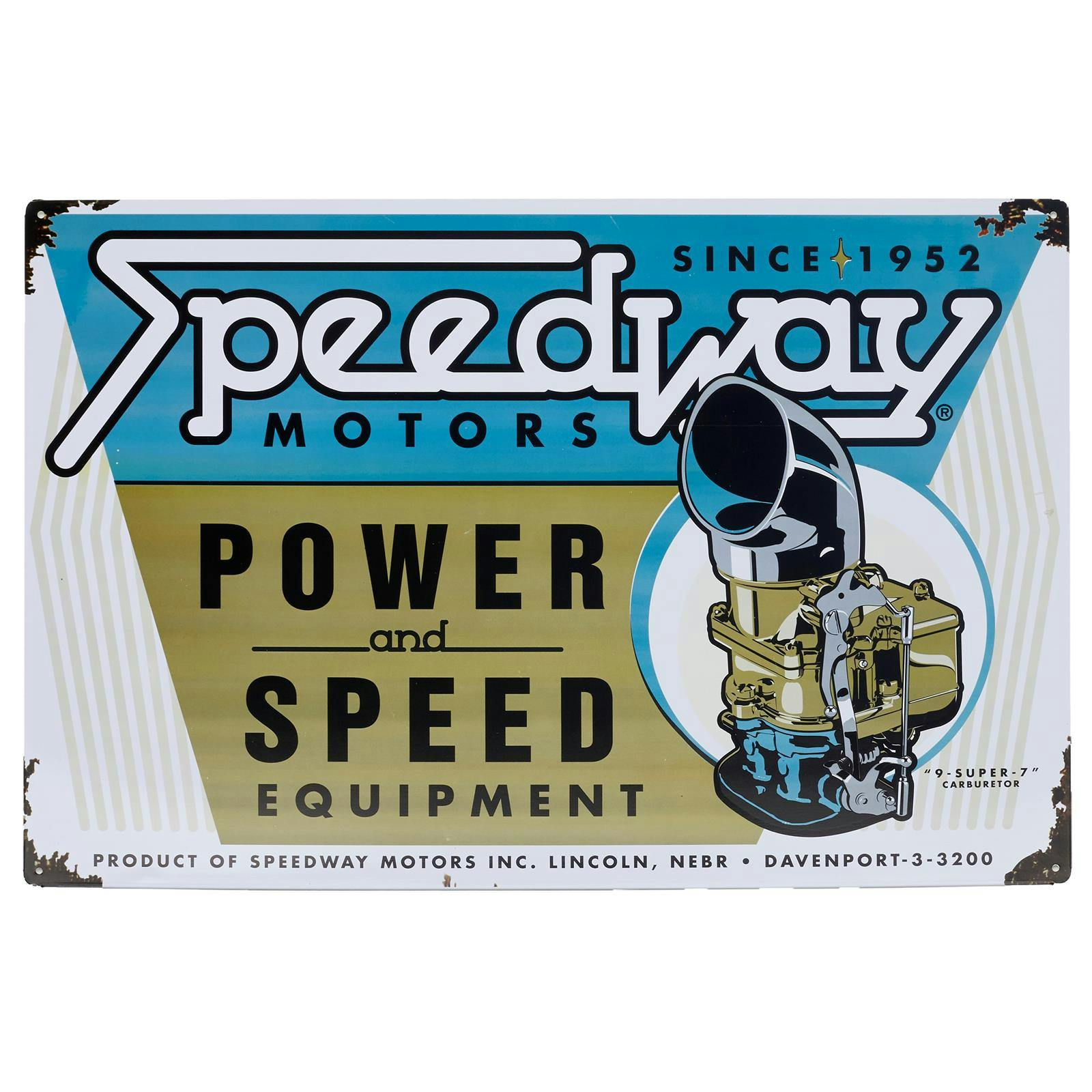 Speedway Power and Speed Vintage Tin Sign