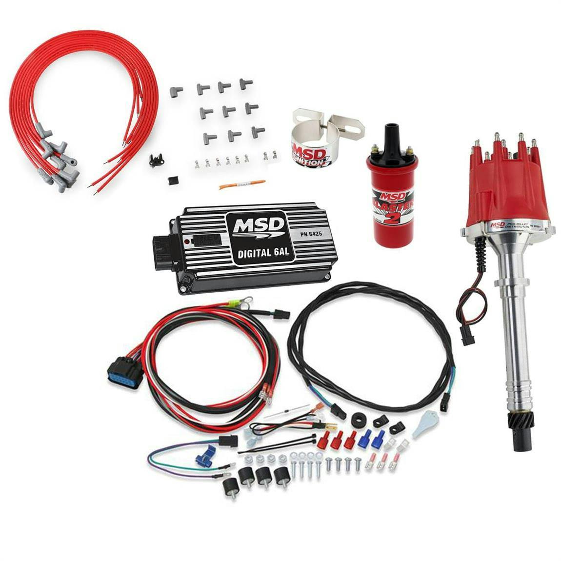 MSD 85551 Chevy V8 Billet Distributor Ignition Kit, 64253/31229