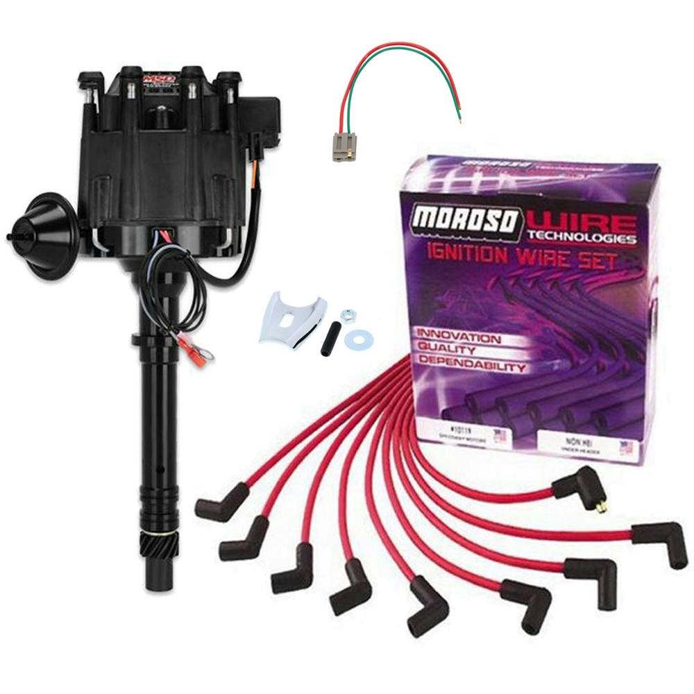 MSD 83653 Black Chevy HEI Distributor Ignition Kit, Moroso 27097