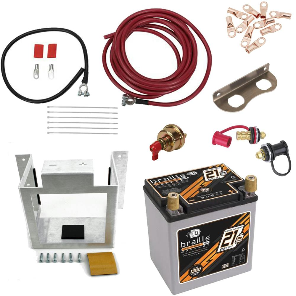 Braille B3121 AGM 550 CCA Lightweight Battery Master Install Kit