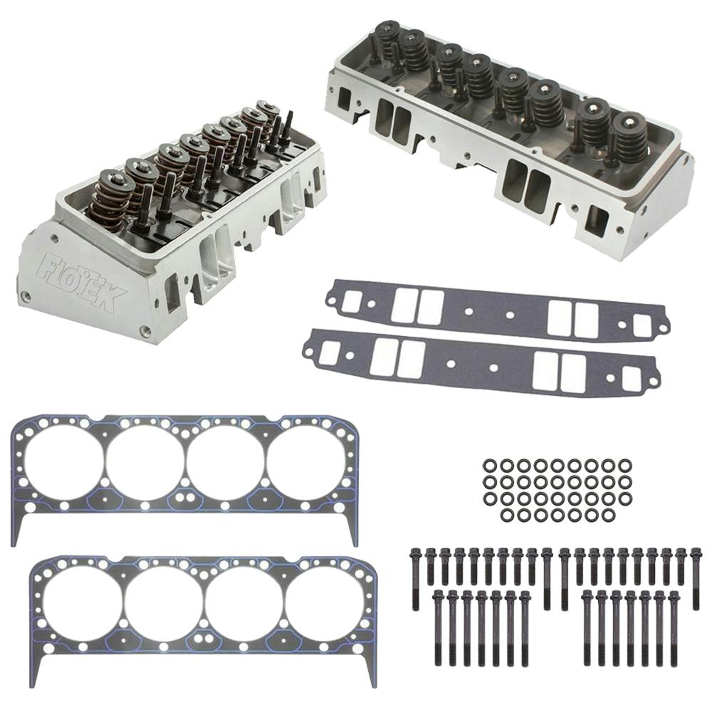 Flo-Tek 102505 Assembled SBC Aluminum Cylinder Heads/Install Kit