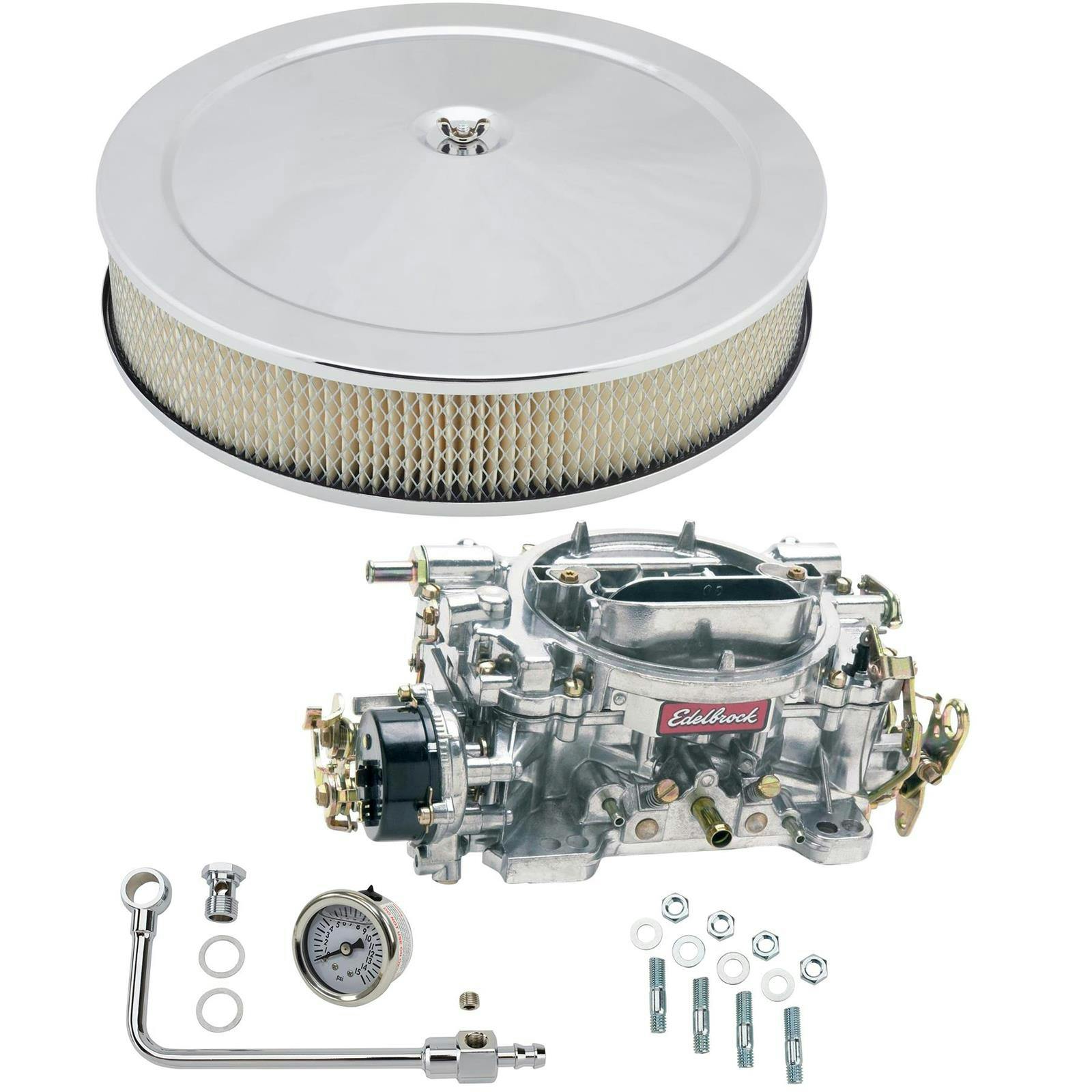 Edelbrock 1413 Performer 800 CFM Elect. Carb/Air/Fuel Kit, Chrome