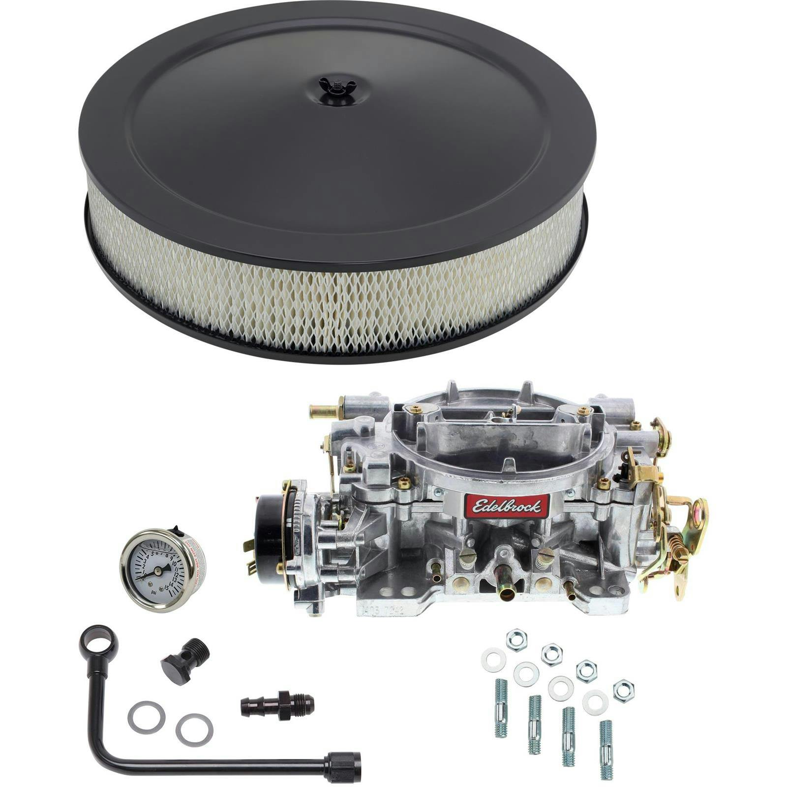 Edelbrock 1403 Performer 500 CFM Elect. Carb/Air/Fuel Kit,CHR/BLK