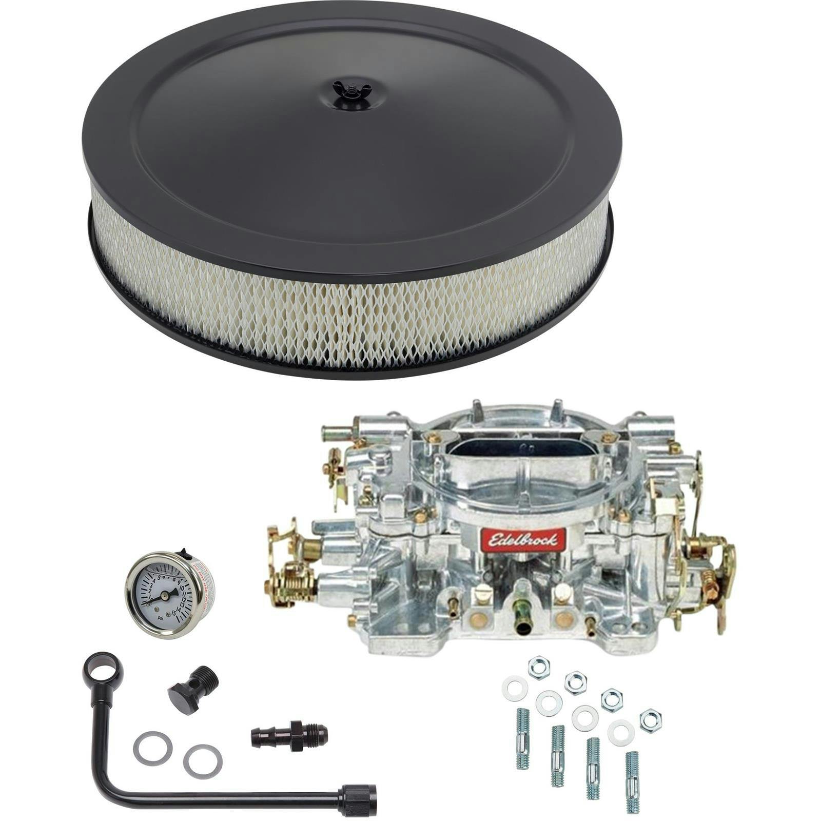 Edelbrock 1404 Performer 500 CFM Manual Carb/Air/Fuel Kit,CHR/BLK