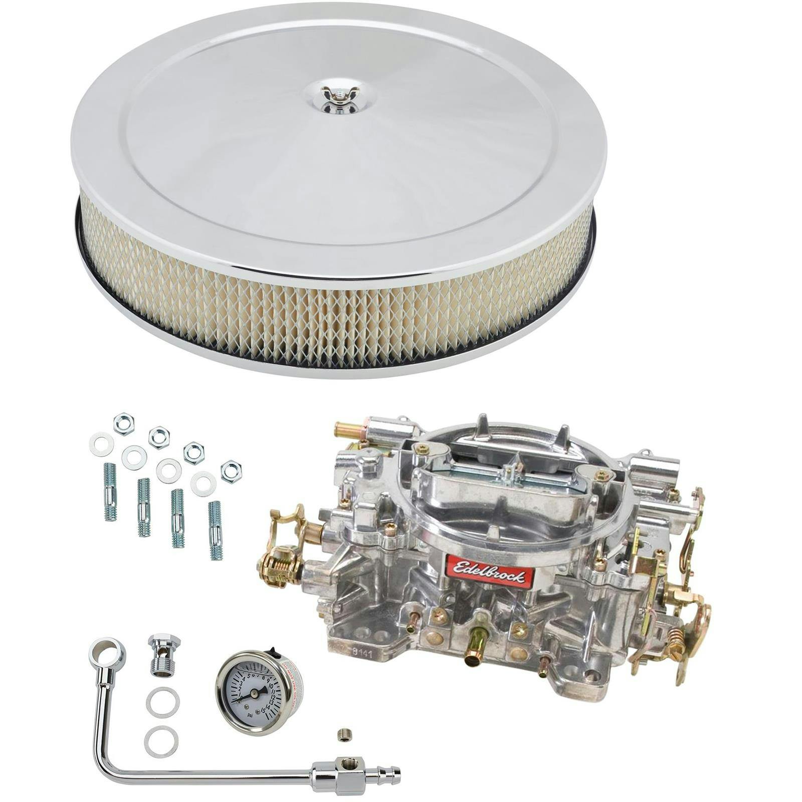 Edelbrock 1407 Performer 750 CFM Manual Carb/Air/Fuel Kit,CHR/BLK