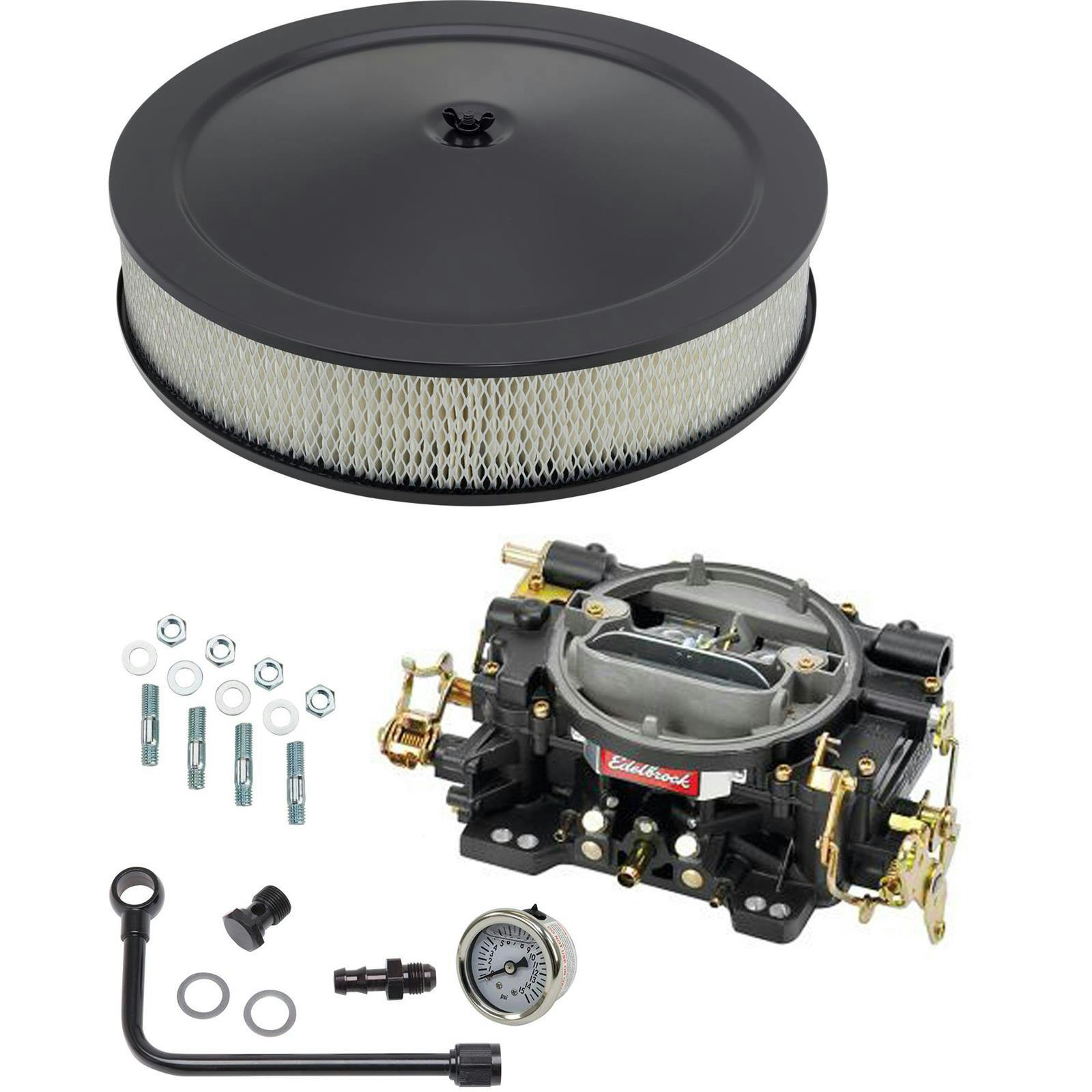 Edelbrock 14073 Performer 750 CFM Manual Carb/Air/Fuel Kit, Black