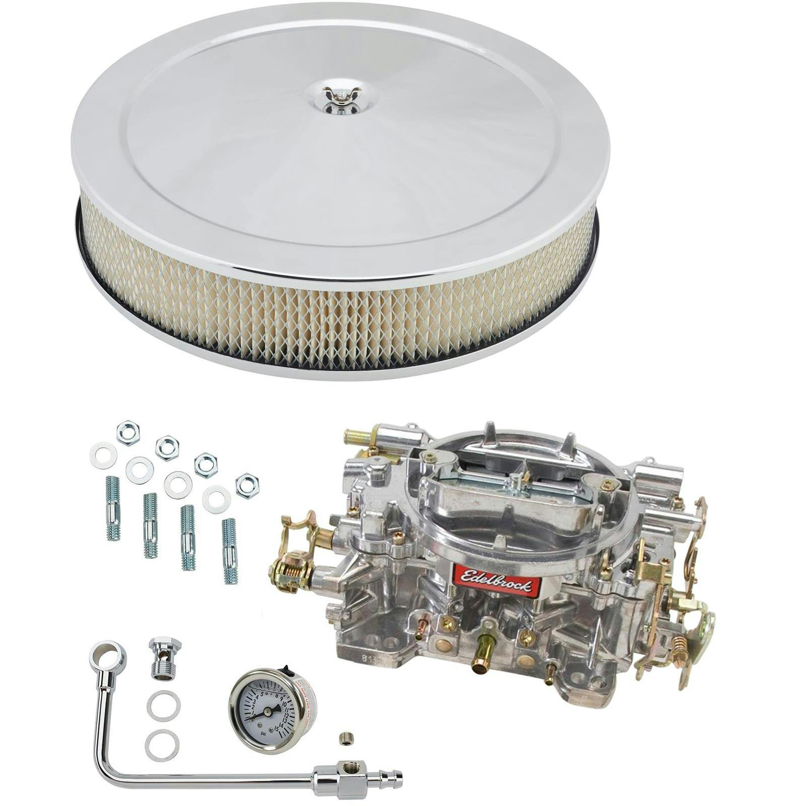 Edelbrock 1412 Performer 800 CFM Manual Carb/Air/Fuel Kit,CHR/BLK