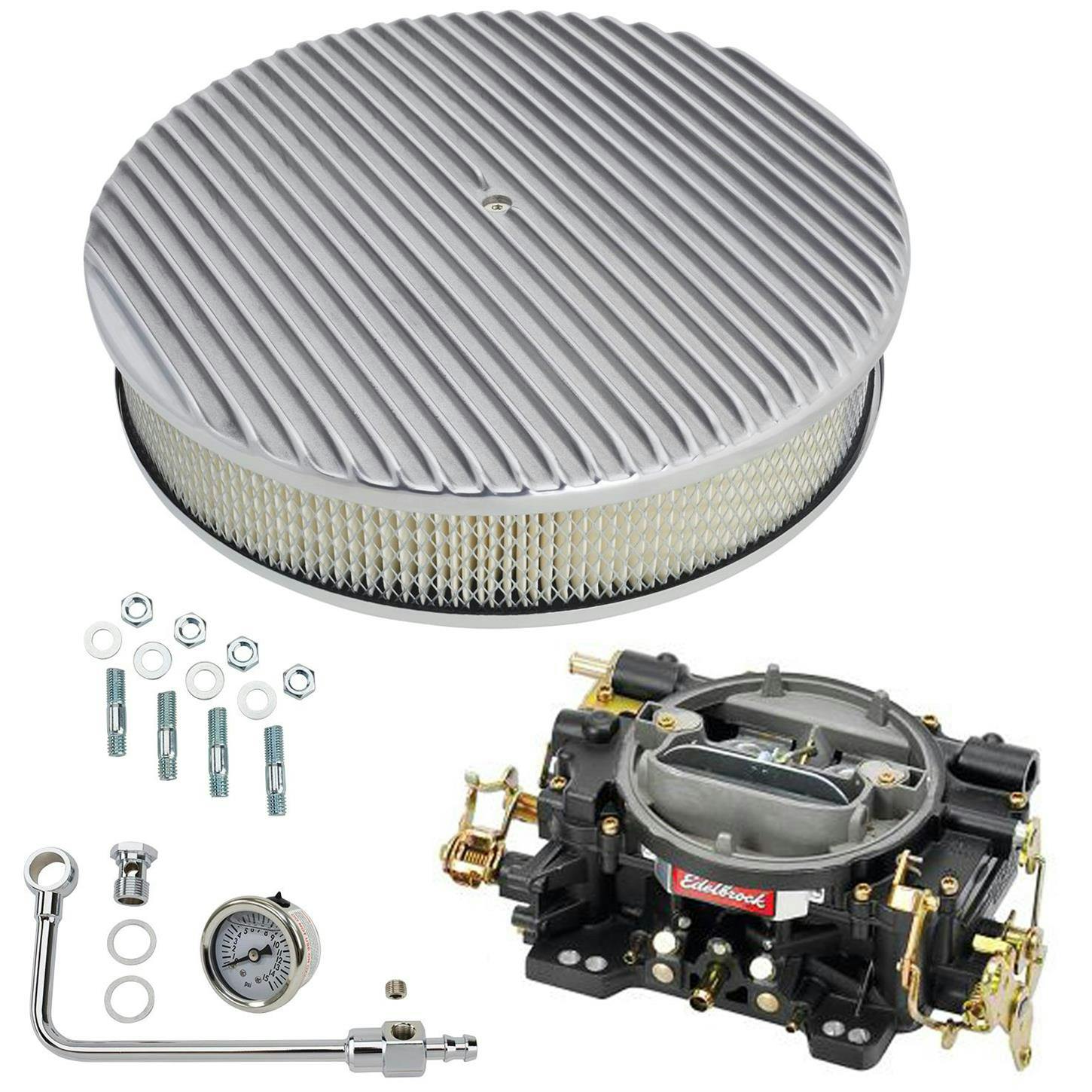 Edelbrock 14073 Performer 750 CFM Man. Carb/Air/Fuel Kit, POL FIN