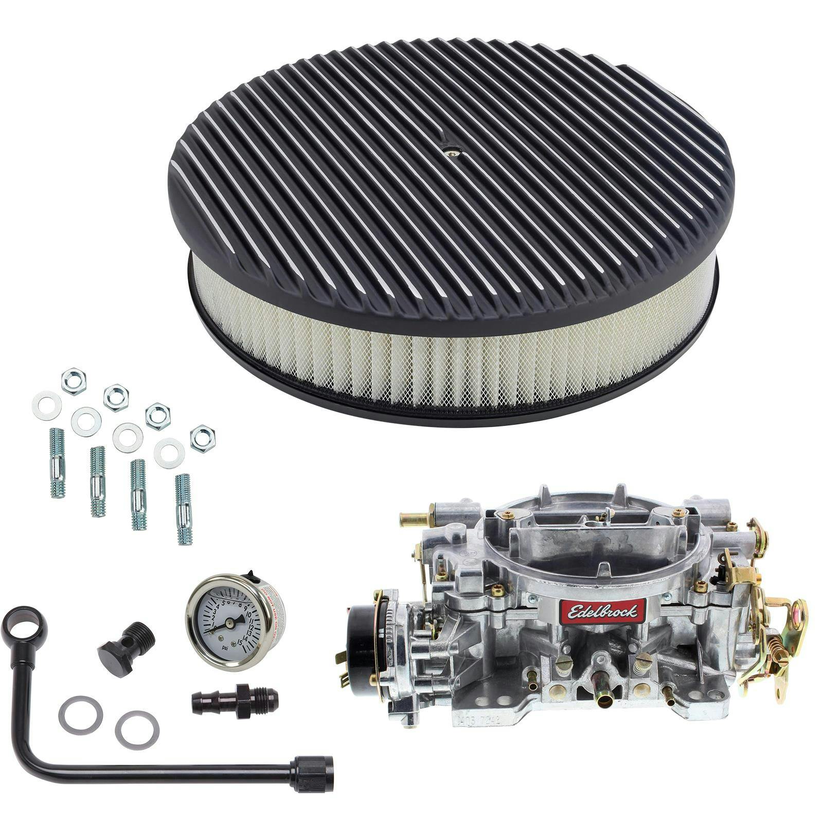 Edelbrock 1403 Performer 500 CFM Elect. Carb/Air/Fuel Kit,BLK FIN