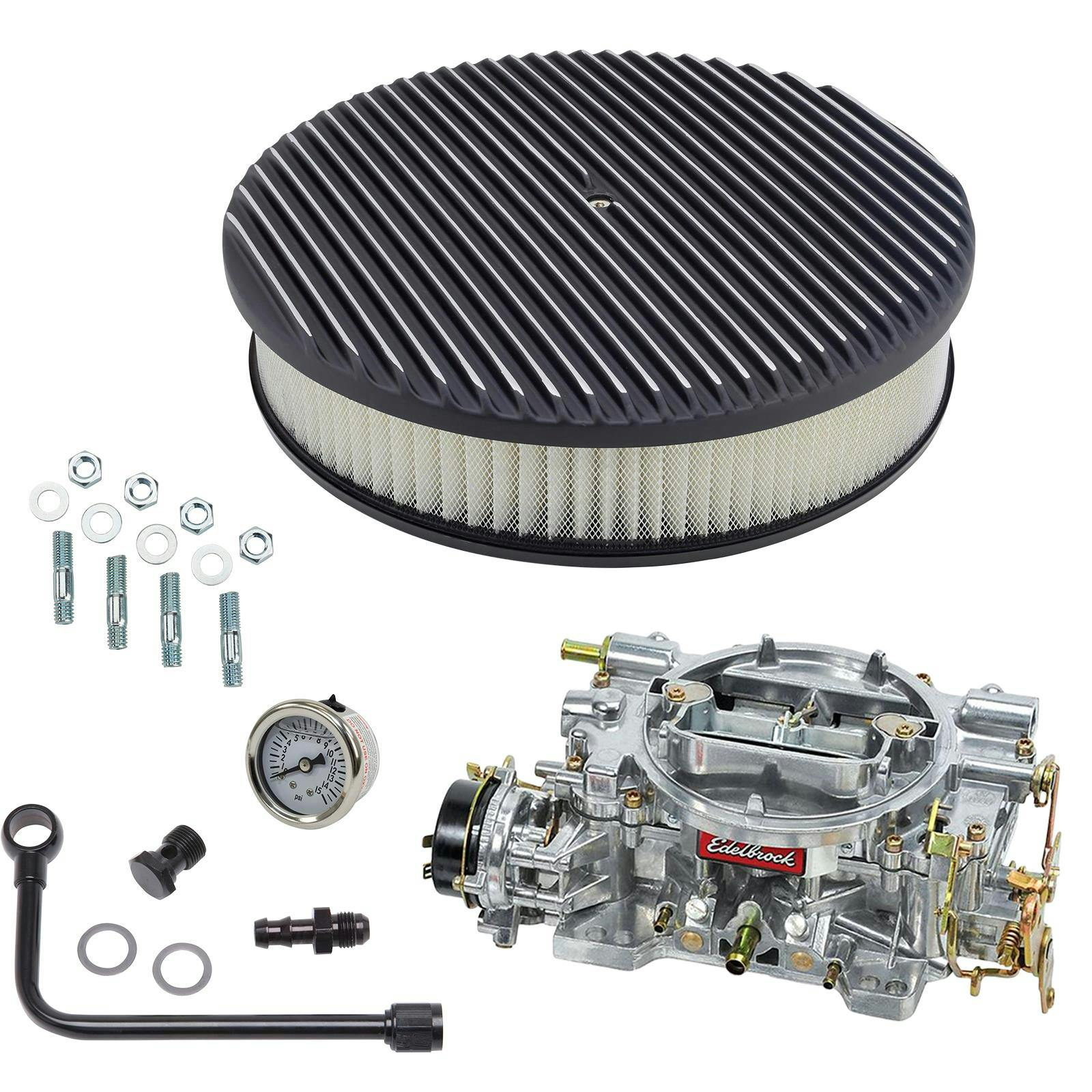 Edelbrock 1406 Performer 600 CFM Elect. Carb/Air/Fuel Kit,BLK FIN