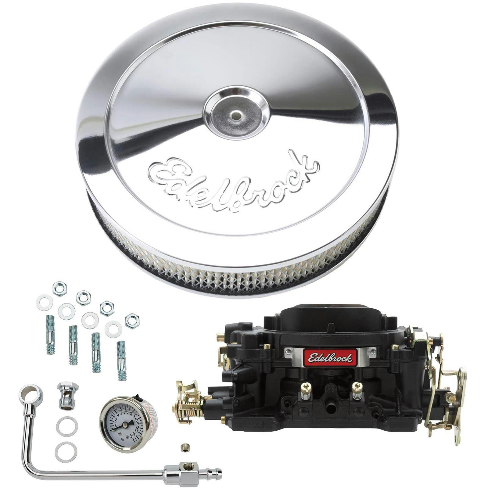 Edelbrock 14053 Performer 600 CFM Man. Carb/Air/Fuel Kit, Pro-Flo