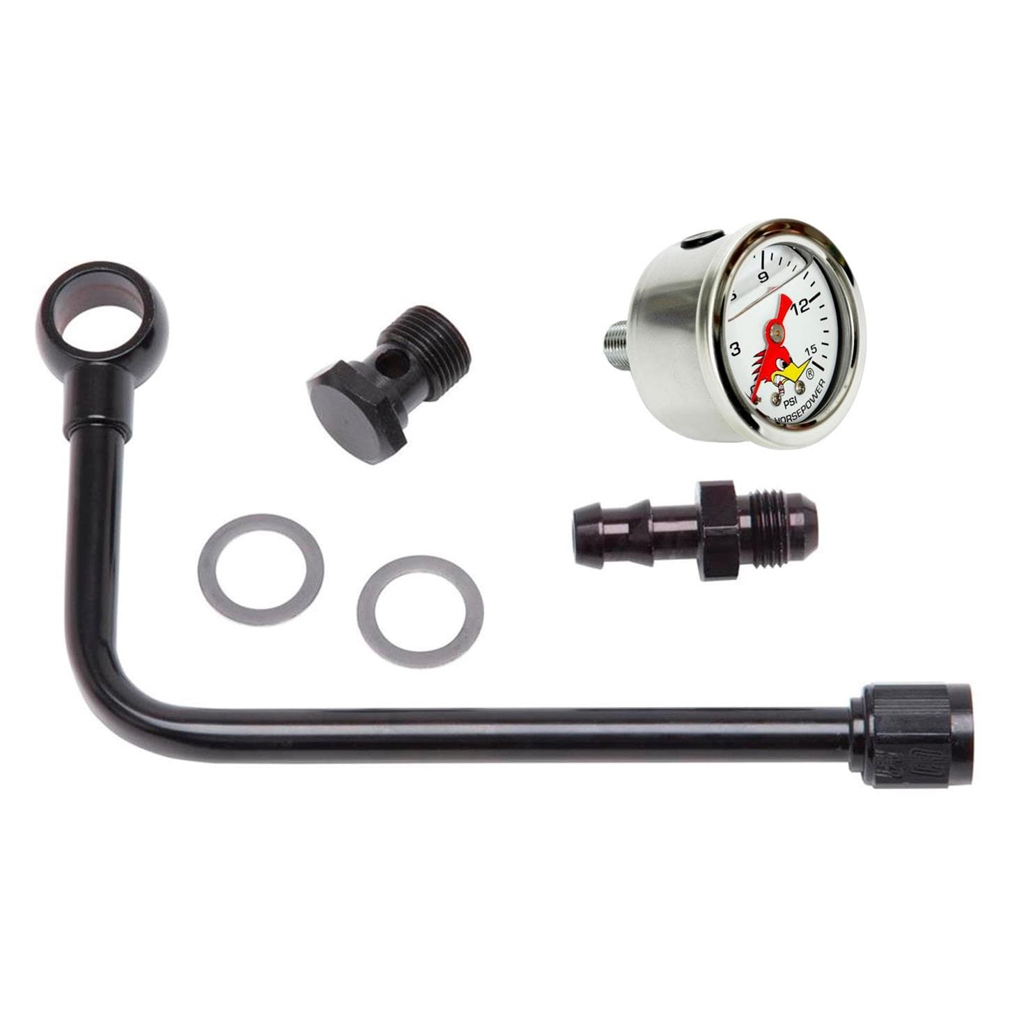 Edelbrock 81263 Black Fuel Line w/ Mr Horsepower Fuel Press Gauge