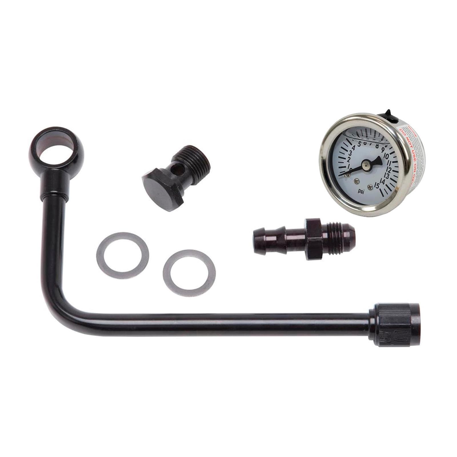 Edelbrock 81263 Black Fuel Line w/ 1-1/2 Inch Fuel Pressure Gauge