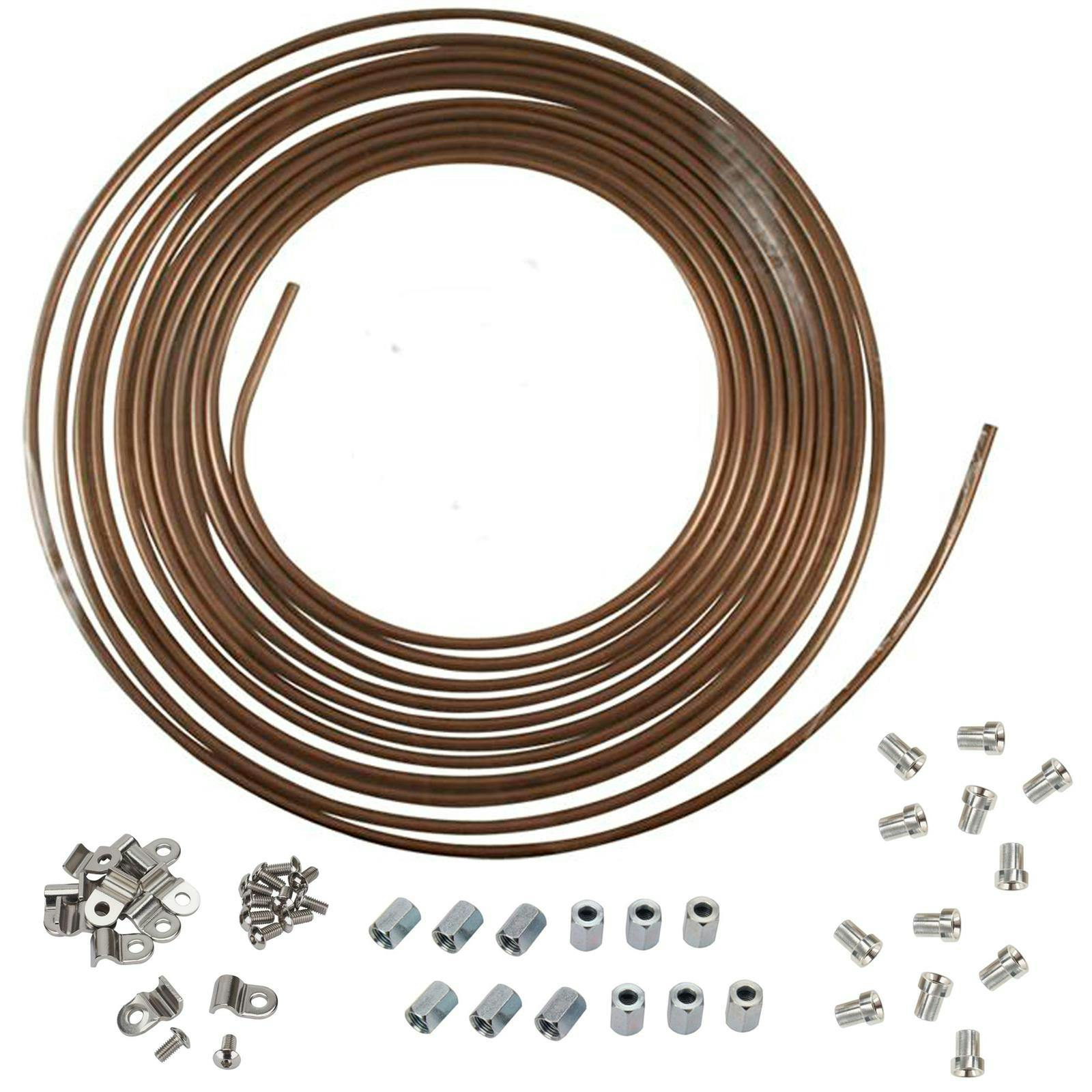 Speedway 3/16 Inch Nickel/Copper AN3 Brake Line Kit, 25 Ft Roll