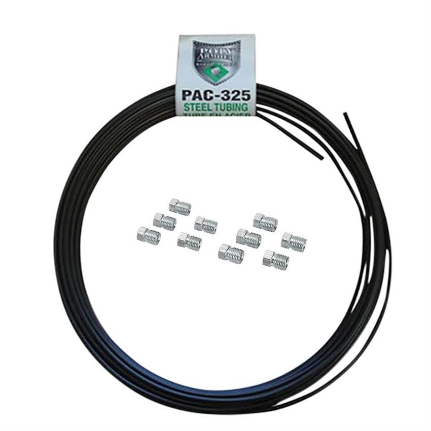 Universal 3/16 PVF Coated Steel Brake Line Install Kit, 3/8-24