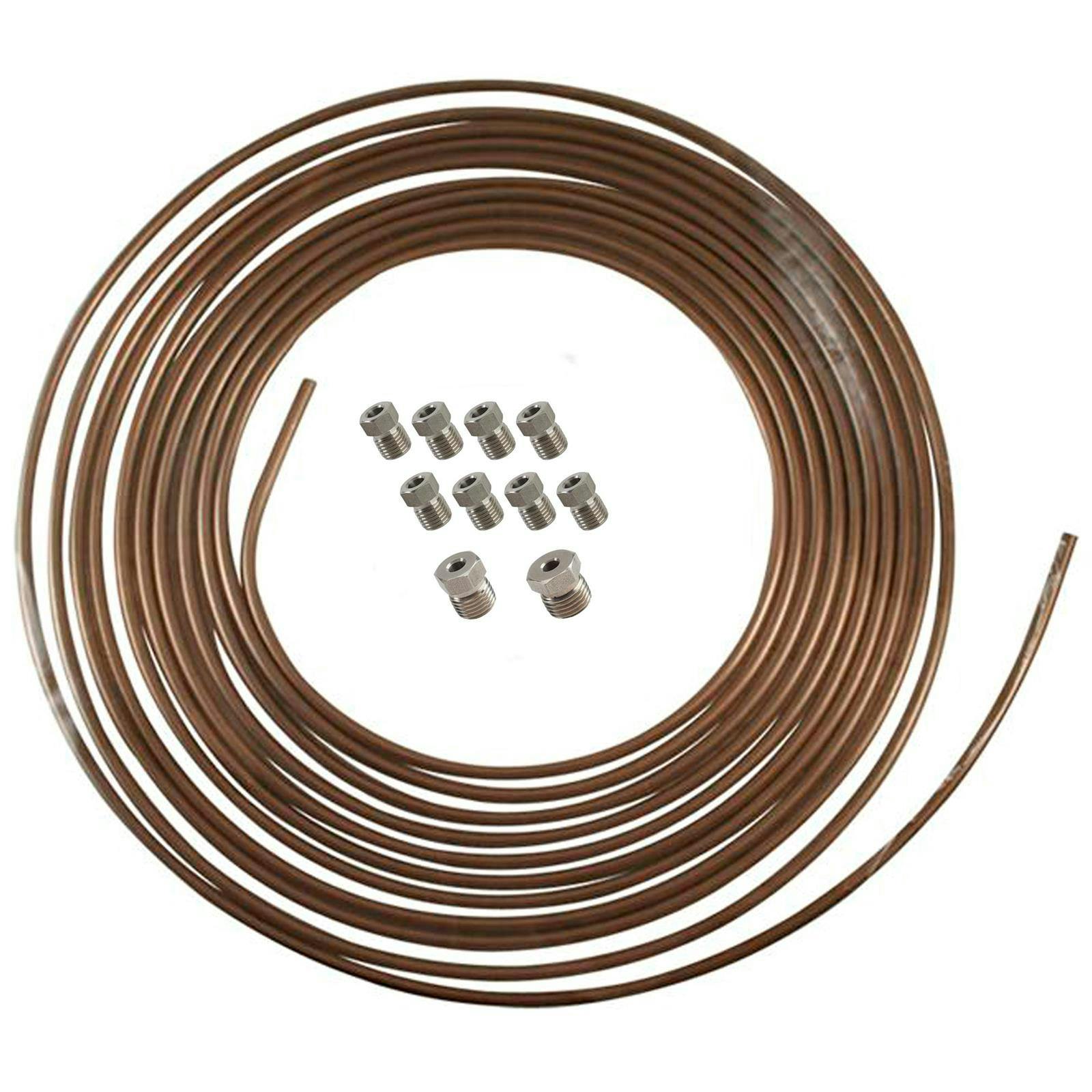 Speedway Motors 3/16" Nickel/Copper 25 Ft Brake Line/SS Nut Kit